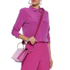 Equipment Magenta Slim Signature Silk Blouse Size XS
